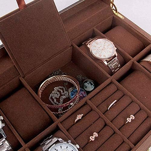 XJJZS dvobojni prijenosni prijenosni nakit s nakitom s ogledalom kožom zaslon Organizator za skladištenje naušnica Ogrlica prsten