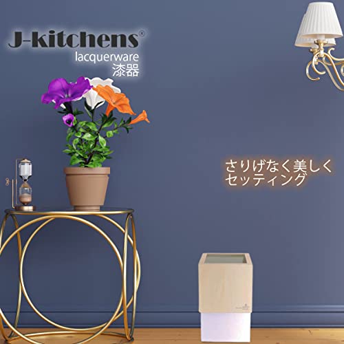 J-Kitchens kanta za smeće, kutija za prašinu, 7,9 x 7,9 x 13,0 inča, drvo, w kocka, ljubičasta, bijela, napravljena u Japanu