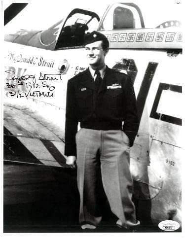 Major Donald J. Strait potpisao WWII B&W 8.5x11 Photo- JSA AC92657- P-51 Mustang Double Ace Pilot/361ST FT Group/13 1/2 pobjede- Autografije