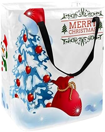 Sklopiva košara za rublje s printom Sretan Božić vodootporne košare za rublje od 60 litara košara za pranje odjeće igračke za pohranu