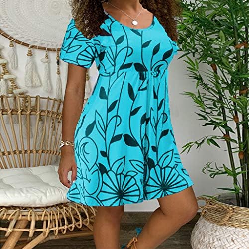 Plus veličina Havajski haljina za žene 2023 okrugli vrat Cvjetni sunčanica Sundress Mini Shocked Mini haljina trendovska prevelika