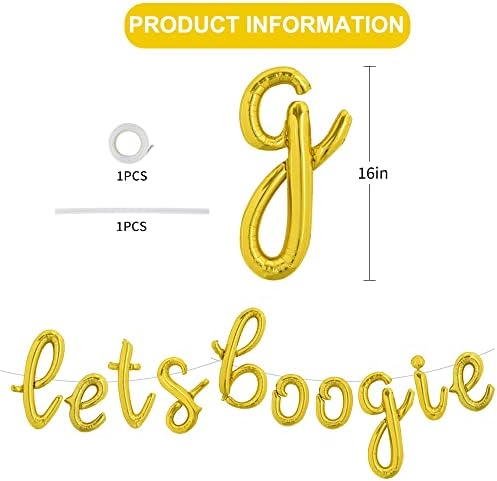 Toniful Gold omogućuje natpis Boogie Balloons, 16 -inčni znak s malim slovima zlatne folije za 1980 -ih, na 70 -ih 80 -ih 90 -ih, disko