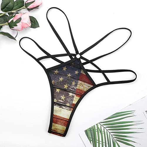 Američka drvena zastava Žene seksi g-string kapije s niskim strukom gaćice u donjem rublju niskog uspona t-back underpants