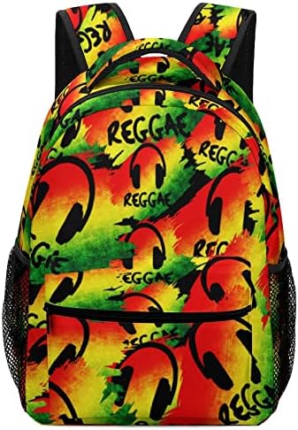 Reggae Music Jamaica Rasta Backpack Tog Tog Slatka smiješna tiskana grafika za putovanja knjiga
