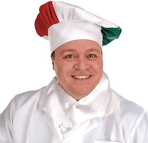 Kuharski šešir od pamučne tkanine velike veličine u crvenoj, bijeloj i zelenoj boji s čičak zatvaračem-Pribor za rekvizite talijanske