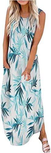 Oplxuo ležerne labave duge haljine za tenkov za žensku ljetnu plažu havaji na havajima sunčanica na rukavu maxi haljina s džepovima