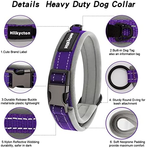 Hilkycton reflektivni najlon obložen mekim neoprenskim ogrlicama za pse, podesive teške ogrlice za kućne ljubimce, izdržljiva kopča