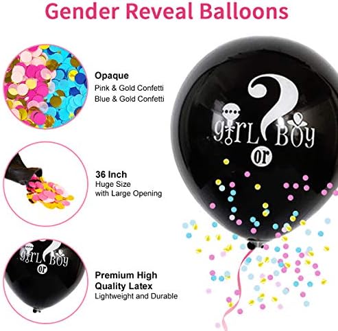 JOYPOP SPOLE RELENCIJSKI PARTY POPISI 105 komada Dječji spol otkrivaju ukrase s 36 '' Spol otkriva balon, ružičasti i plavi baloni,