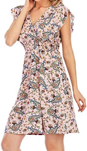 Haljina s omotom u obliku omota, ženska ležerna haljina bez rukava s cvjetnim printom, nova ljetna Ženska haljina s izrezom u obliku