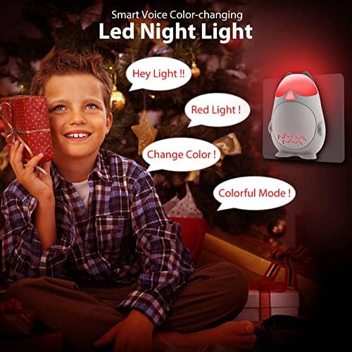 Pametna LED noćna svjetla s glasovnom aktivacijom koja mijenjaju boju, izbor, 9 boja, 6 načina osvjetljenja, izbor-plug-in noćno svjetlo