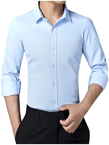 ZDFER muški gumb dolje košulje poslovna majica Poslovna košulja Čvrsta boja Bojenje tijela za izgradnju dugih rukava Moda moda casual
