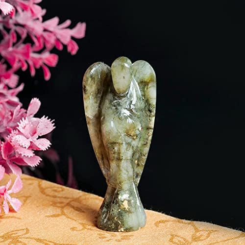 Labradorit čuvar anđeo figurine džep anđeo kristala dragulj rezbarena ručno isklesana reiki rezbarena duhovni dragulj kristal molitva