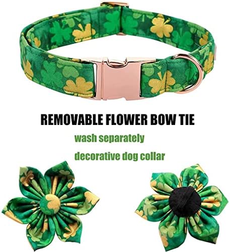 Hfdgdfk Dog ovratnik s kravatom cvijeta Green St Patricks Day Dol Collar Izdržljivi ovratnik za mali srednji veliki pas