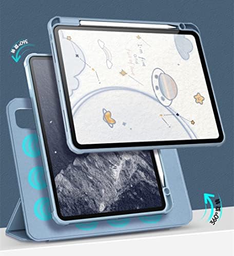 Slučaj za iPad Air 5. generacija 10.9 inča 2022, 360 rotiranje s moćnim magnetom, odvojivi prozirni olovka za prozirnu predmet