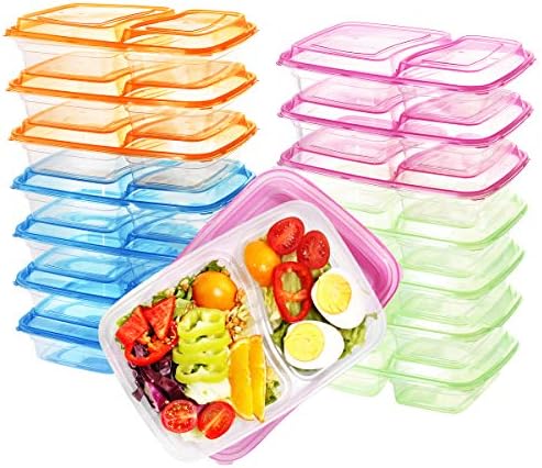 Supernal 36 pakiranje pripremnih posuda za obrok ， Clear Bento kutija ， 2 odjeljak s poklopcima, posudama za pohranu hrane, mikrovalna