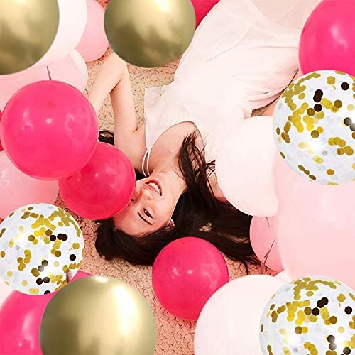 Ružičasti zlatni bijeli baloni od lateksa 60pcs ružičasti i zlatni baloni s konfetama za djevojčinu rođendansku zabavu Majčin dan Dječji