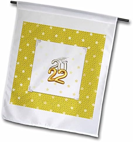3Drose Slika 2022 brojeva balona, ​​kapice i diplome, dizajn zvijezda, zlato - zastave