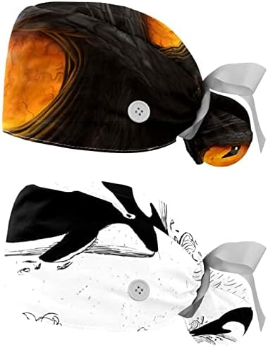 2-dijelna radna kapa s gumbom s uzorkom slatkih oceanskih morskih pasa u tamnoplavoj boji, podesivi šeširi s vrećicama s konjskim repom