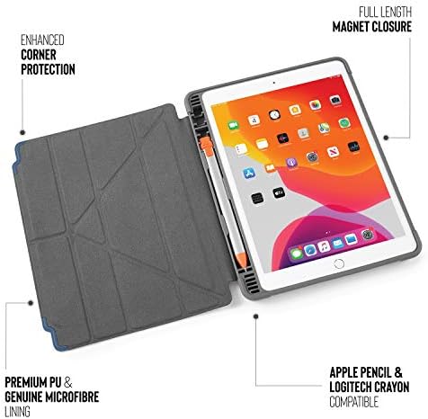 Pipetto iPad 10,2 inčni slučaj 2019. 7. generacija | Origami otporan na udarce TPU s držačem Apple Olovke | Mornarica