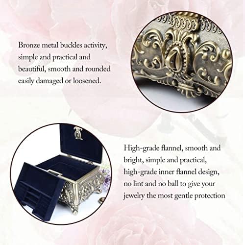 Yalych box vintage metalik cvjetni ugravirani dvoslojni nakit za nakit za naušnica za ormarić ormar za ormarić organir za odlaganje