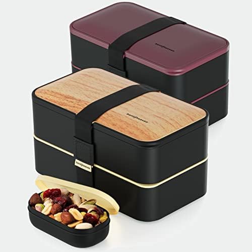 Premium bento kutija za ručak u 8 modernih boja Multipack, odjeljke otpornih na 2x2, uključuje spremnik umaka, razdjelnik, pribor za