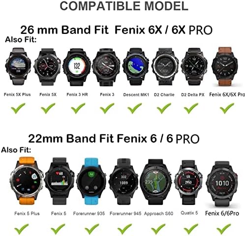 Ienyu Watchband za Garmin Fenix ​​6 6x Pro 5x Plus 3hr Band za prilaz S62 S60 3 HR Watch Quick Release EasyFit Wrist remen