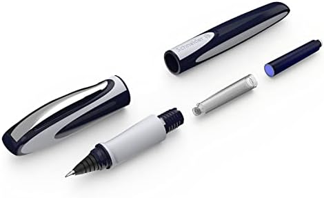 Olovka s valjkom u donjem dijelu, za višekratnu upotrebu, tamnoplava / svijetlosiva futrola, uložak s tintom u kraljevsko plavoj boji