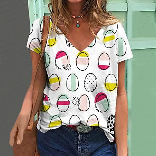 Slatke uskrsne košulje za žene v vrat kratki rukav 3d print zeko grafičke majice labavo casual ljeto 2023 blagdanska bluza