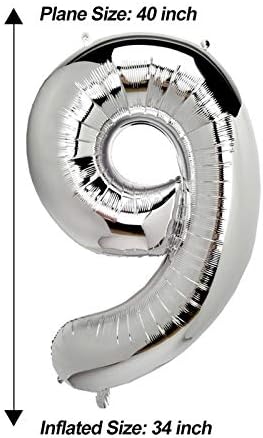 Aule 40 inčni veliki 19 brojevi balona srebrni, veliki baloni broja folije, divovski helij sretni ukrasi za 19. rođendan za dječaka