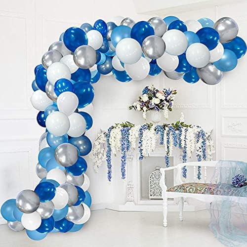 Komplet luka s vijencima od plavog balona plavi srebrni i bijeli baloni plavi ukrasi za rođendan svadbena zabava Dječji tuš komplet