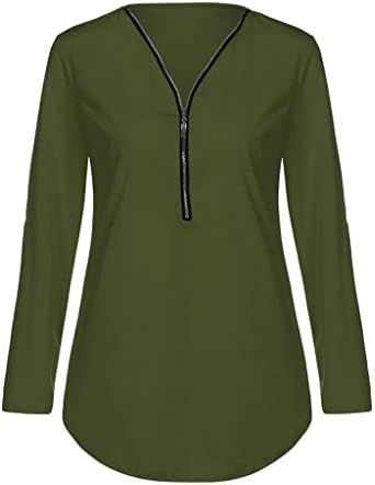 Ženski plus ljetni vrhovi 3/4 rukave Čvrste košulje Zip v Neck Dressy casual tunikov bluza i vrhunske modne majice