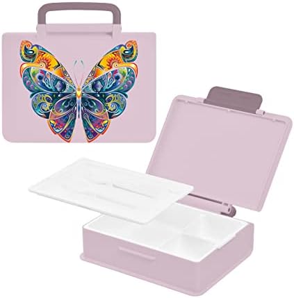 Alaza Rianbow Butterfly Ethic Boho Bento kutija za ručak bez BPA bez propuštanja spremnika za ručak s vilicom i žlicom, 1 komad