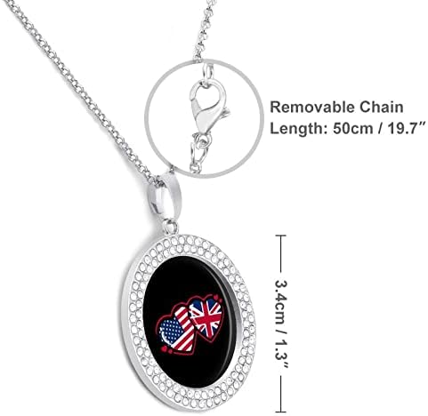 Ogrlica za ogrlicu za srce američke i britanske zastave Slatki privjesci Nakit za ogrlice za žene Poklon